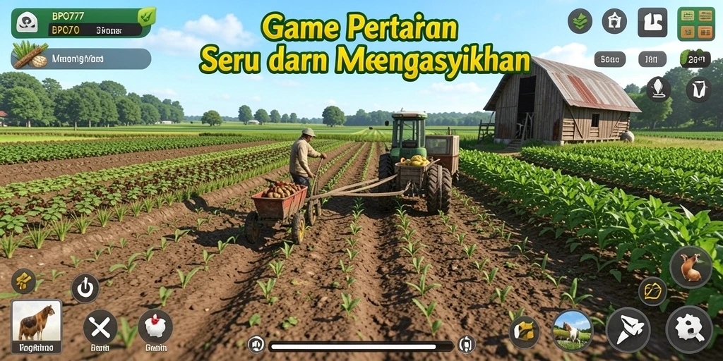 Tampilan menarik dari gameplay <strong>BPO777</strong> yang menunjukkan aktivitas bertani.