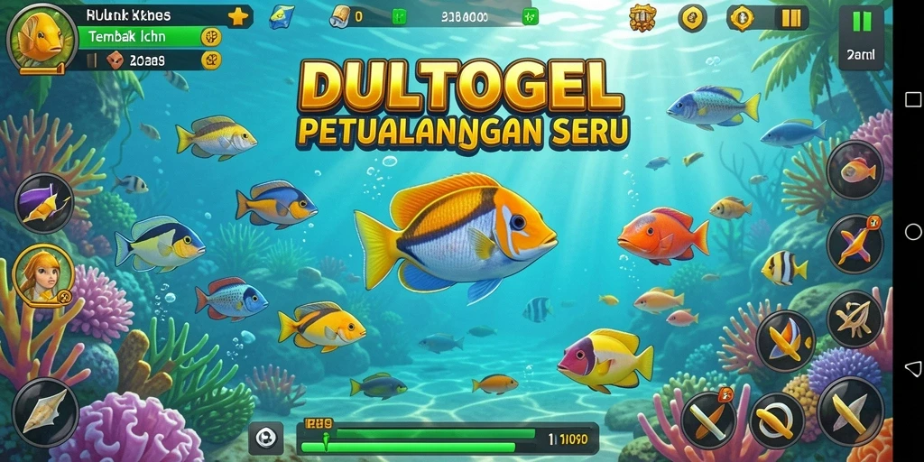 Tampilan gameplay seru dalam DULTOGEL saat menembak ikan.