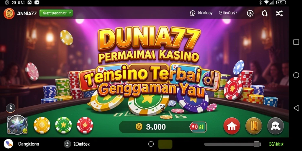 Tampilan gameplay menarik dari DUNIA77 saat permainan kasino berlangsung.