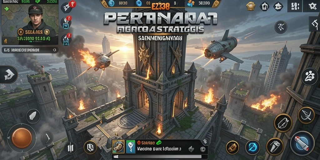 Screenshot menunjukkan aksi mendebarkan dalam permainan EZ338 Tower Defense.