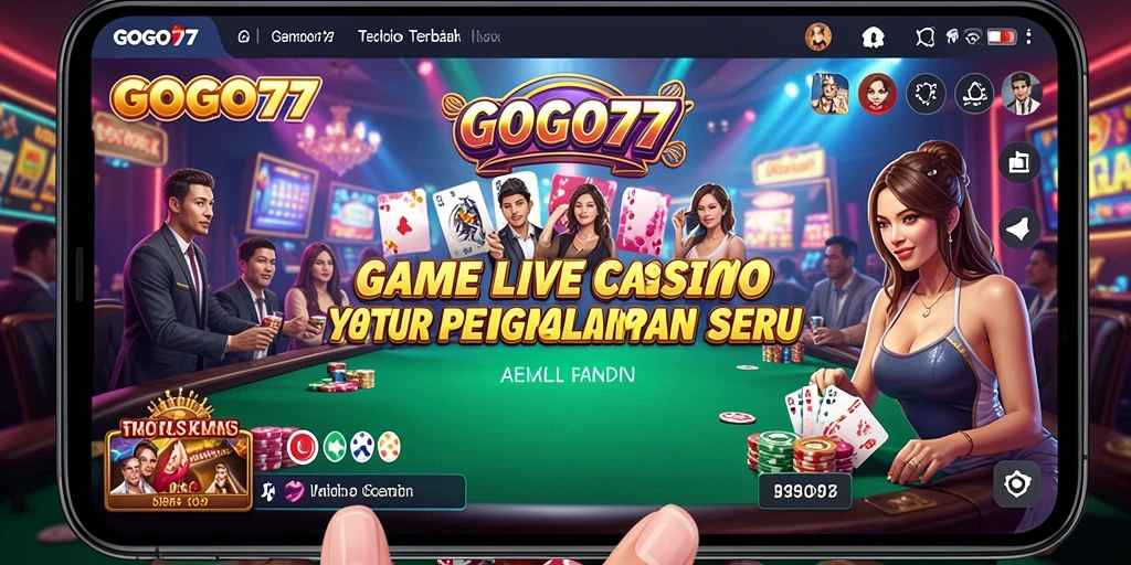 Screenshot GOGO77 menampilkan dealer dan pemain dalam permainan Live Casino.