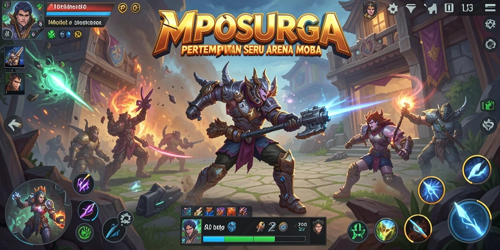 Tangkapan layar dari gameplay seru MPOSURGA di arena MOBA.