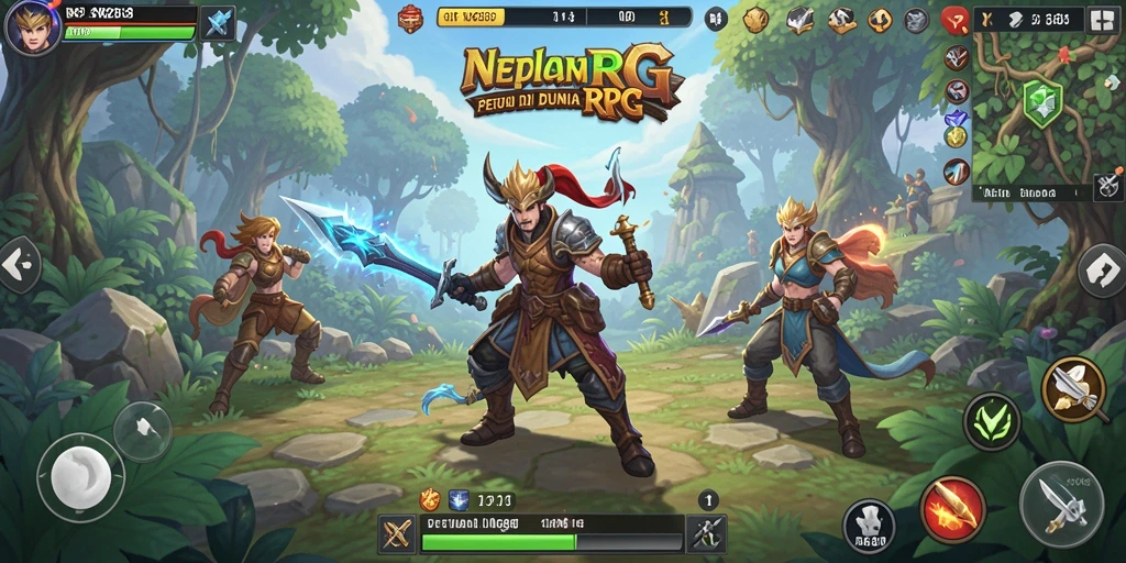 Screenshot gameplay NEX288 menampilkan pertarungan epik di dunia fantasi.