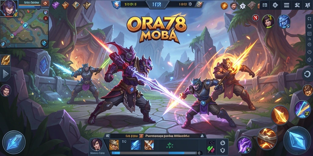 Tampilan gameplay seru dalam pertarungan tim di ORA78.