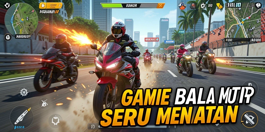 Screenshot PAKARJP menampilkan momen seru balapan motor di lintasan.