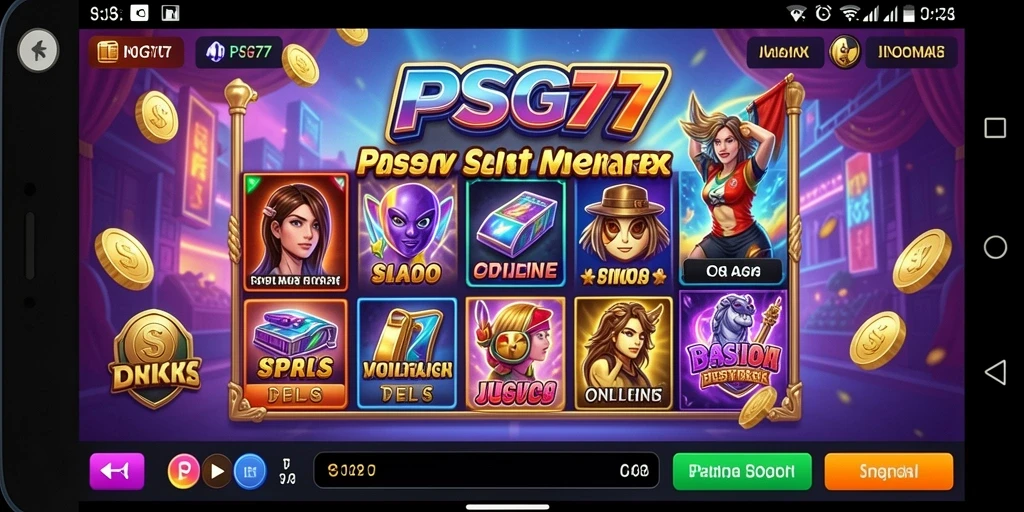 Tangkapan layar gameplay PSG77 yang menampilkan slot dan kemenangan besar.