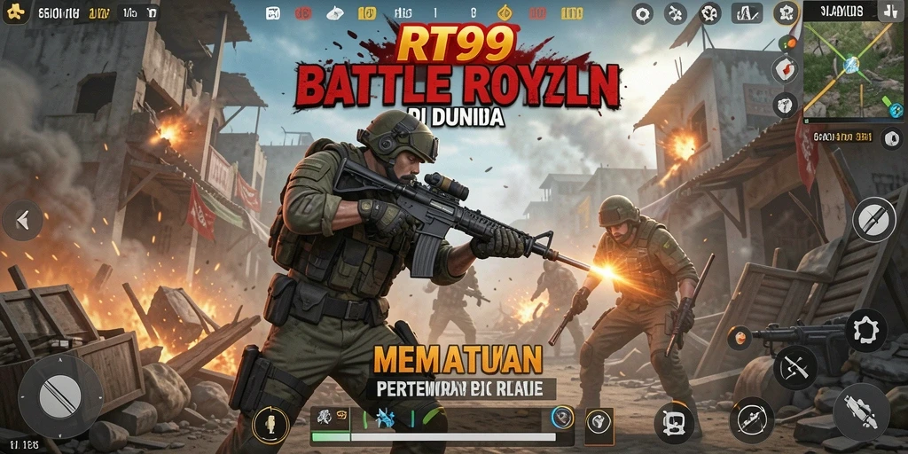Screenshot RT99 menunjukkan aksi intens pertempuran Battle Royale.