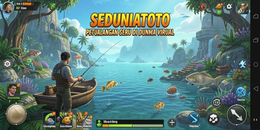 Tampilan menarik dari gameplay SEDUNIATOTO saat memancing di danau.