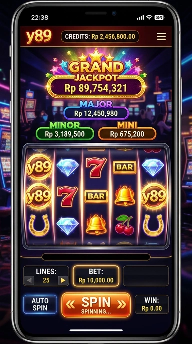 Tampilan utama aplikasi y89 yang menarik dan intuitif.